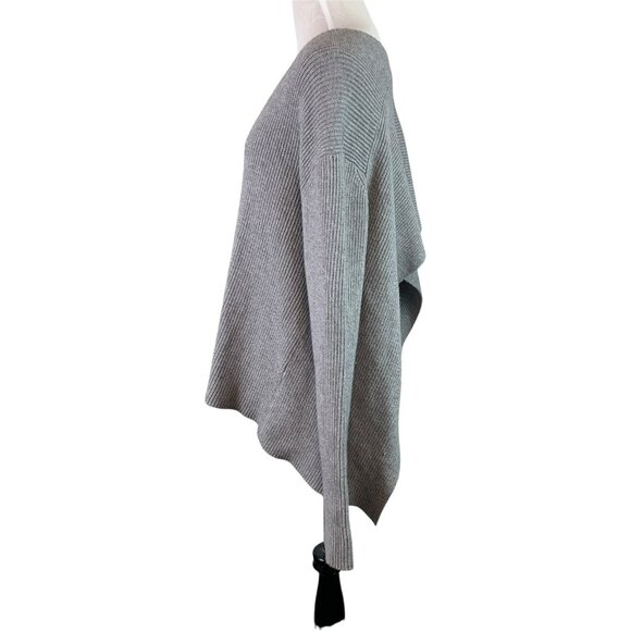 🟣🟣🟣 CURRENT AIR Women's Size Large Gray Ribbed Open Back U Neck Cozy Sweater - Picture 5 of 7
